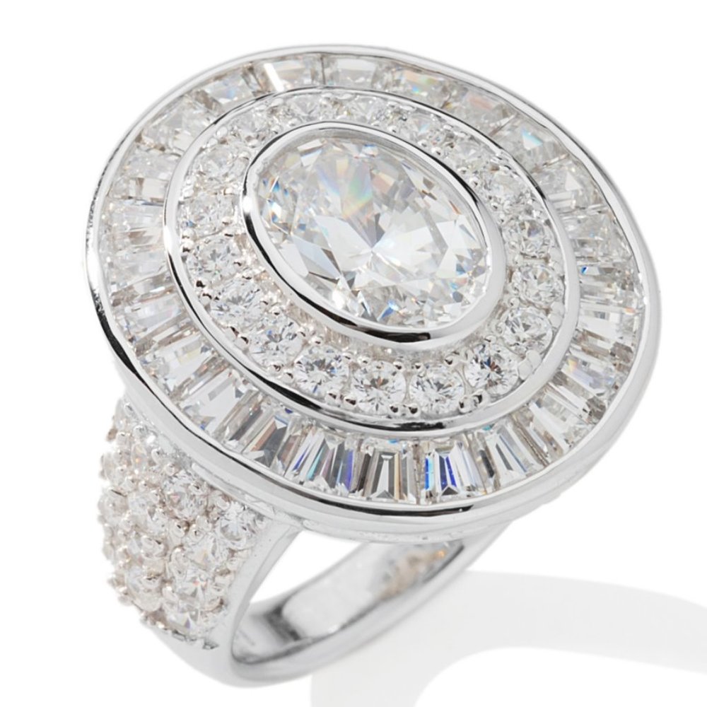 Jean Dousset 5.74ct Multicut 3-Row Oval Ring